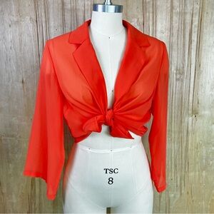 Nastygal Coral Sheer Single Button Blouse